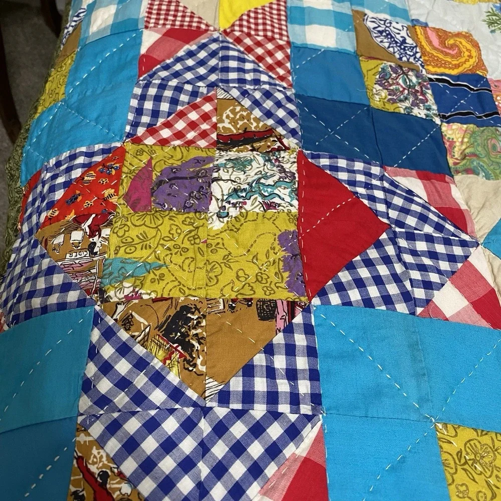 Vintage All Hand Stitched Quilt 72x68